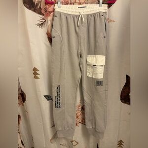 Youth size 16 Kenneth Cole Gray Cargo Jogger Pants with White Accents​